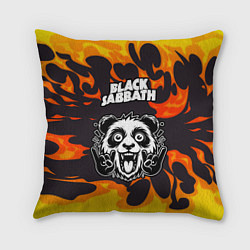 Подушка квадратная Black Sabbath рок панда и огонь