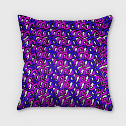Подушка квадратная Фиолетовый узор и чёрная обводка, цвет: 3D-принт