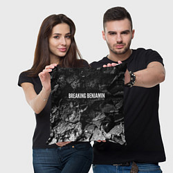 Подушка квадратная Breaking Benjamin black graphite, цвет: 3D-принт — фото 2