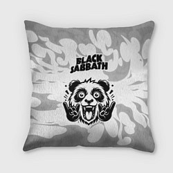 Подушка квадратная Black Sabbath рок панда на светлом фоне