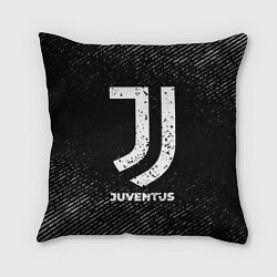 Подушка квадратная Juventus с потертостями на темном фоне