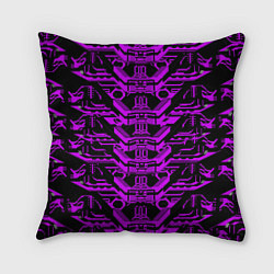 Подушка квадратная Розовая техно-броня на чёрном фоне, цвет: 3D-принт
