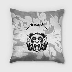 Подушка квадратная Metallica рок панда на светлом фоне