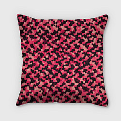 Подушка квадратная Мозаика красно-бордовый, цвет: 3D-принт