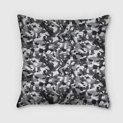 Подушка квадратная Пиксельный камуфляж серого цвета, цвет: 3D-принт