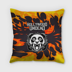 Подушка квадратная Hollywood Undead рок панда и огонь