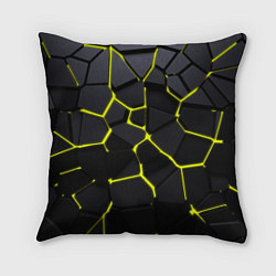Подушка квадратная Желтые плиты киберпанк, цвет: 3D-принт
