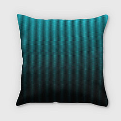 Подушка квадратная Градиент полосатый чёрно-бирюзовый, цвет: 3D-принт