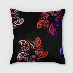 Подушка квадратная Чёрные звёзды и завихрения, цвет: 3D-принт
