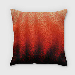 Подушка квадратная Полосатый градиент оранжево-красный в чёрный