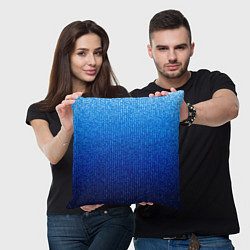 Подушка квадратная Сине-голубой в вертикальную полоску, цвет: 3D-принт — фото 2