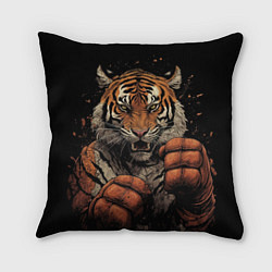 Подушка квадратная Муай-Тай тигр в стойке боевые искусства