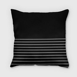 Подушка квадратная Чёрный в белую тонкую полоску, цвет: 3D-принт