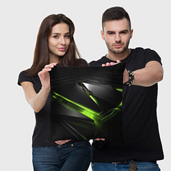 Подушка квадратная Зеленая абстрактная конструкция в стиле nvidia, цвет: 3D-принт — фото 2