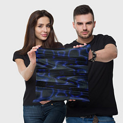 Подушка квадратная Темно синие карбоновые волны, цвет: 3D-принт — фото 2
