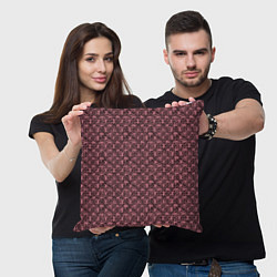 Подушка квадратная Паттерн стилизованные цветы чёрно-розовый, цвет: 3D-принт — фото 2