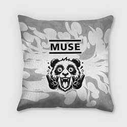 Подушка квадратная Muse рок панда на светлом фоне