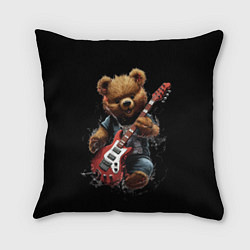 Подушка квадратная Большой плюшевый медведь играет на гитаре, цвет: 3D-принт