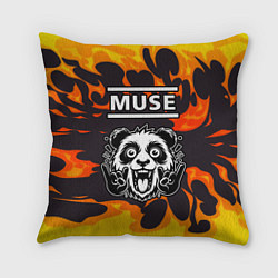 Подушка квадратная Muse рок панда и огонь
