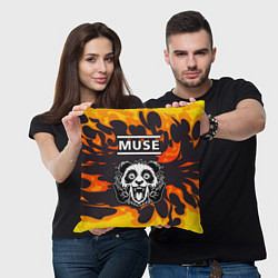 Подушка квадратная Muse рок панда и огонь, цвет: 3D-принт — фото 2