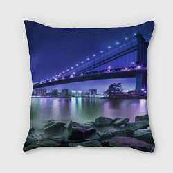 Подушка квадратная Вечерняя Америка - мост, цвет: 3D-принт
