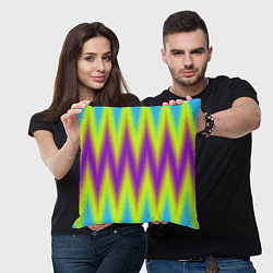 Подушка квадратная Неоновые зигзаги, цвет: 3D-принт — фото 2