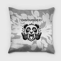 Подушка квадратная Disturbed рок панда на светлом фоне