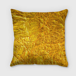 Подушка квадратная Текстура золотой мятой поверхности