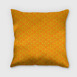 Подушка квадратная Паттерн из окружностей оранжевый
