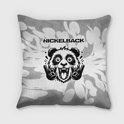 Подушка квадратная Nickelback рок панда на светлом фоне