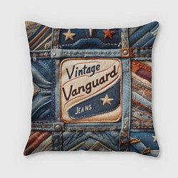 Подушка квадратная Vintage vanguard jeans - patchwork, цвет: 3D-принт