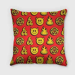 Подушка квадратная 666 y2k emoji pattern, цвет: 3D-принт