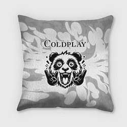 Подушка квадратная Coldplay рок панда на светлом фоне
