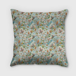 Подушка квадратная Сирень цветы паттерн, цвет: 3D-принт
