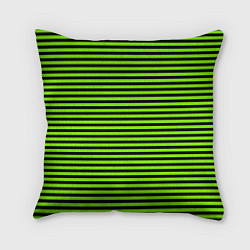 Подушка квадратная Кислотный зелёный в чёрную полоску, цвет: 3D-принт