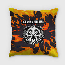 Подушка квадратная Breaking Benjamin рок панда и огонь