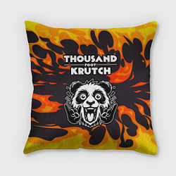 Подушка квадратная Thousand Foot Krutch рок панда и огонь