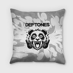 Подушка квадратная Deftones рок панда на светлом фоне