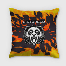 Подушка квадратная Disturbed рок панда и огонь