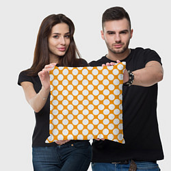 Подушка квадратная Жёлтый в белый крупный горошек, цвет: 3D-принт — фото 2