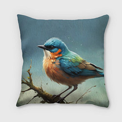 Подушка квадратная Сине-оранжевая птица