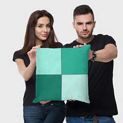 Подушка квадратная Геометричный зелёный и мятный, цвет: 3D-принт — фото 2