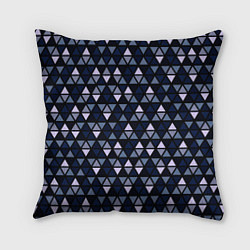 Подушка квадратная Чёрно-синий паттерн треугольники