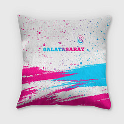Подушка квадратная Galatasaray neon gradient style посередине, цвет: 3D-принт