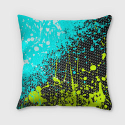 Подушка квадратная Брызги красок с геометрией, цвет: 3D-принт