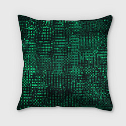 Подушка квадратная Чёрно-зелёный абстрактный, цвет: 3D-принт