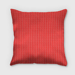 Подушка квадратная Красный в белые маленькие полоски, цвет: 3D-принт