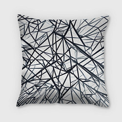 Подушка квадратная Чёрные хаотичные линии на белом фоне, цвет: 3D-принт