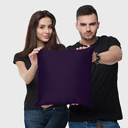 Подушка квадратная Чёрно-фиолетовый ломаные полосы, цвет: 3D-принт — фото 2