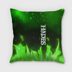 Подушка квадратная Logo Hades green hell fire, цвет: 3D-принт